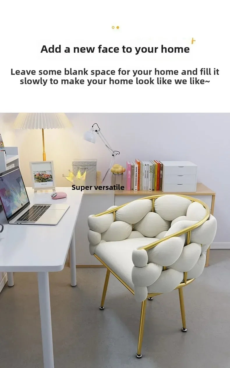 Velvet Leisure Single Sofa Chair Armchair with Gold Legs Makeup Chair with Upholstered for Living Room Bedroom