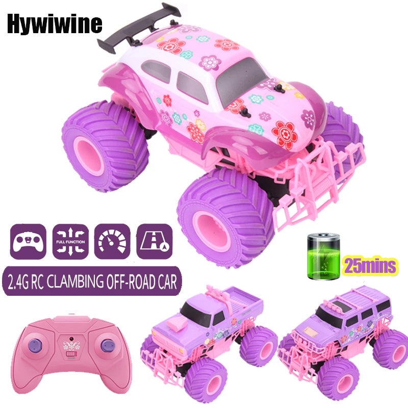 Pink RC Car Pickup Truck Electric Climbing Drop-resistant Stunt Remote Control Toy For Children Party Gift Christmas Ornament