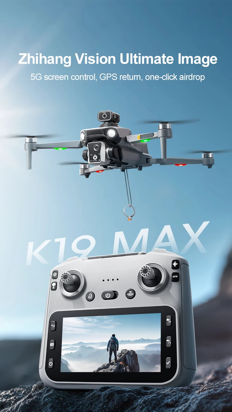 2025 K19Max GPS Return Drone 5G 8K HD Dual Camera Dron Remote With Screen Omnidirectional Obstacle Avoidance Drone RC Toy Gift