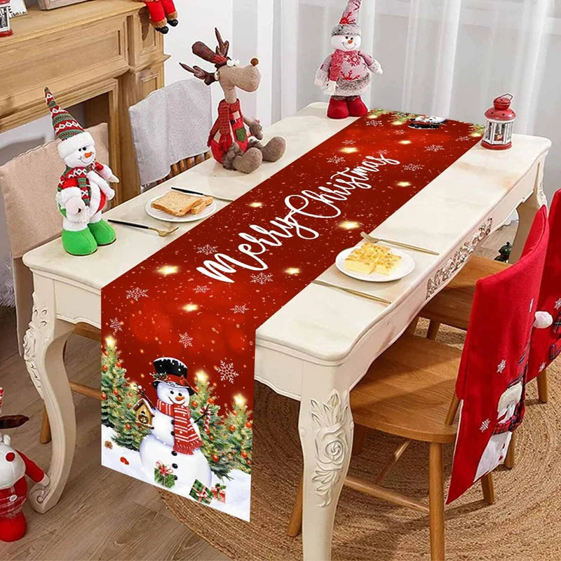 Christmas Table Runner Christmas Party Decoration 2025 Xmas Santa Claus Snowman Table Runner Navidad Natal New Year Gift 2026