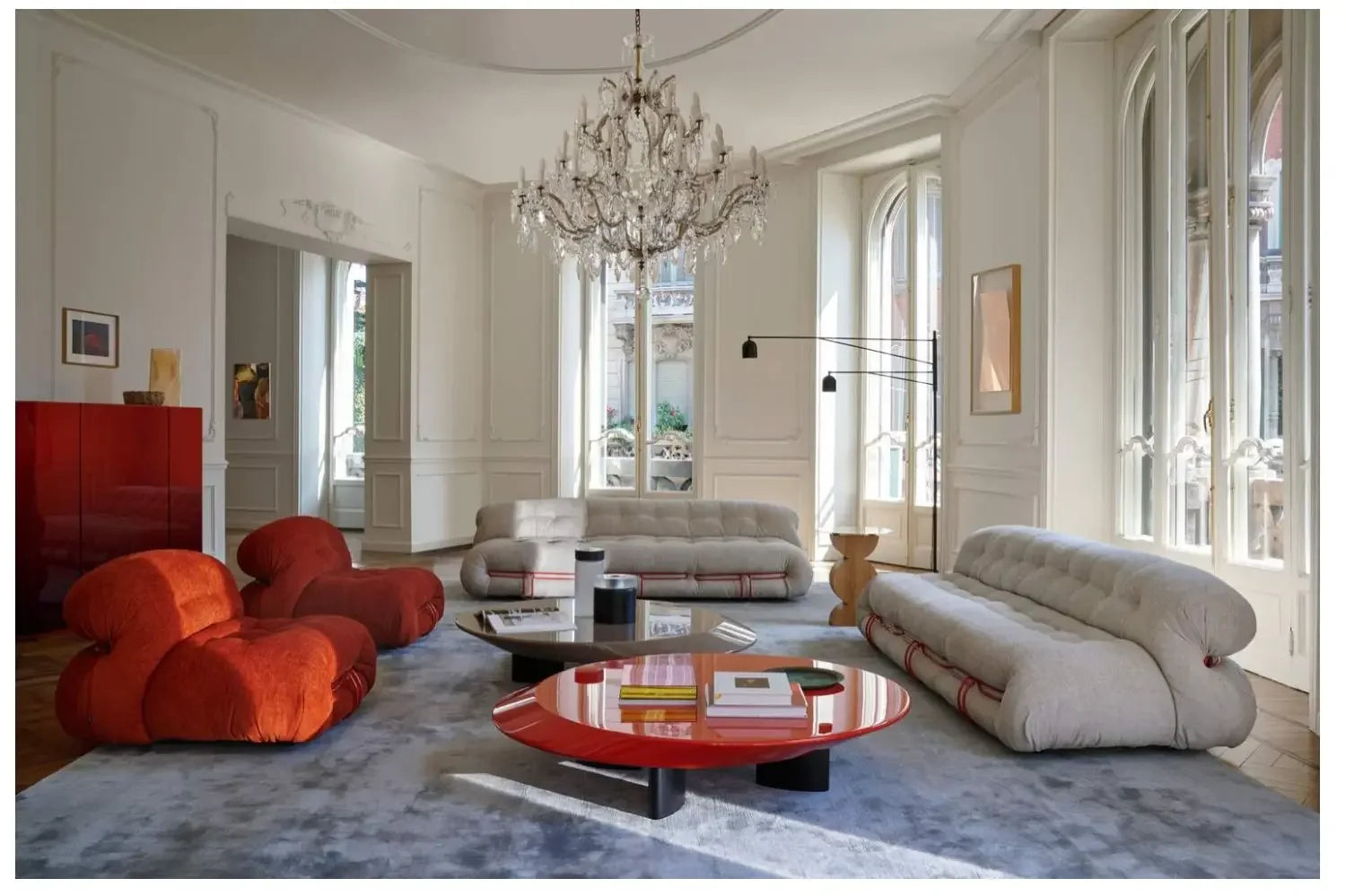 CASSINA Italian SORIANA Big Hippo Steel Teeth Medieval Wabi Sansi Cream Wind Fabric Corduroy Single Sofa