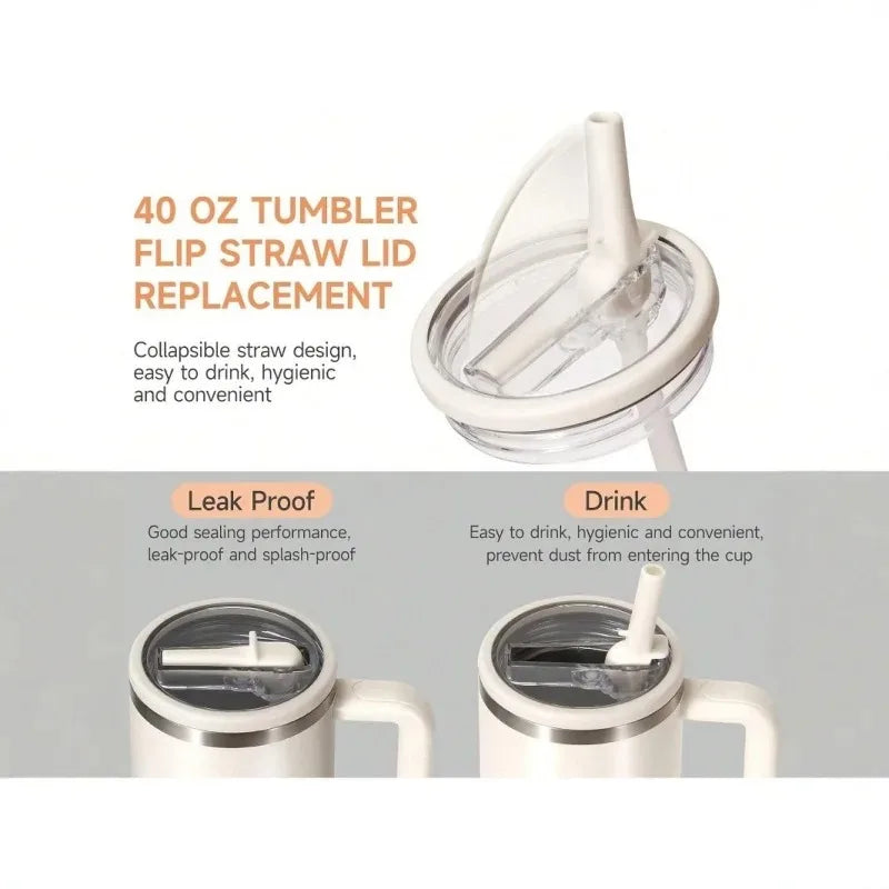 40oz Flip Straw Leak Proof Lid for Stanley Cup Spill-proof Cover Tumbler Lid Replacement for Stanley Cup Accessories Straw Cover