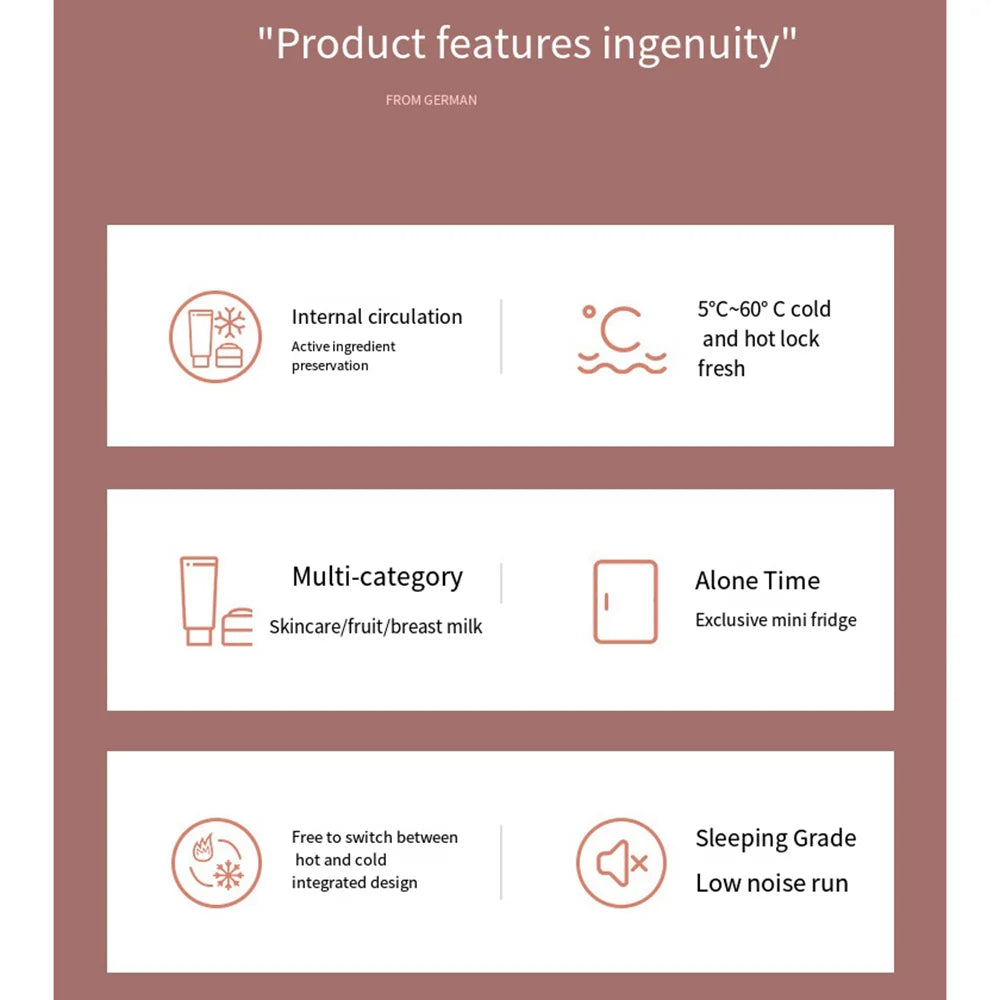 Mini Refrigerator for Cosmetics, Holds 4L Portable Fridge Cooler for Skincare,Cars, Offices,Dormitories Makeup Cooler