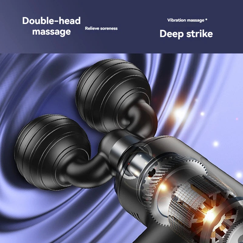 2025 New Mini Double Headed Fascia Gun Portable Fitness Muscle Electric Massage Gun Relaxing Cervical Fascia Gun