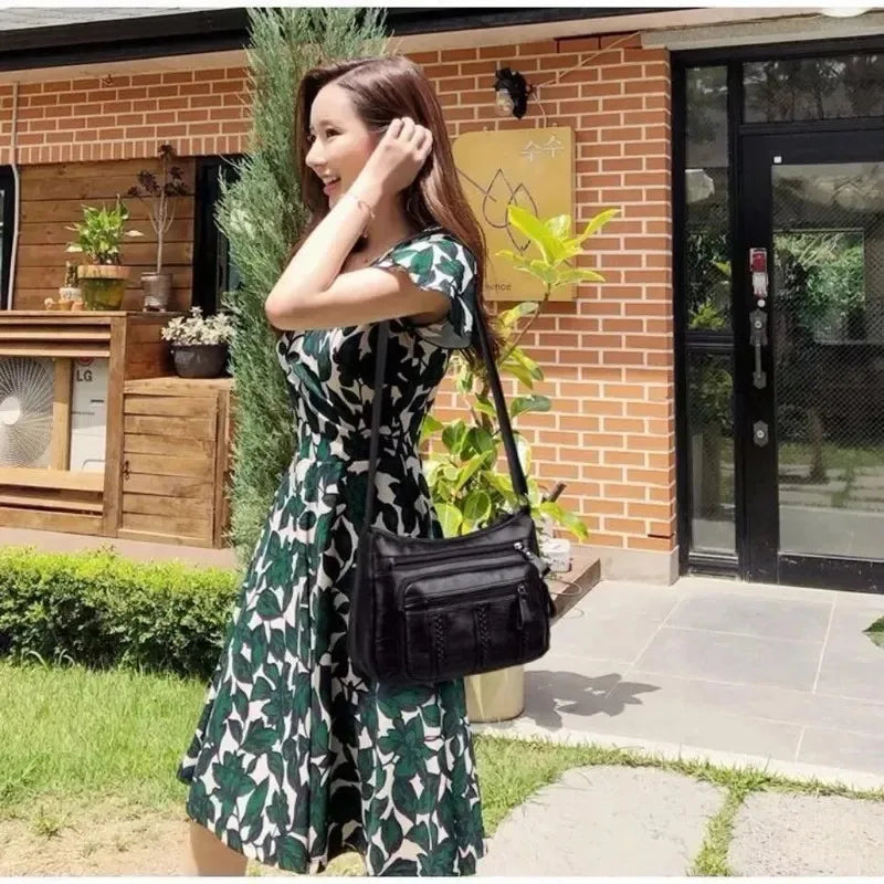 2025 New Spacious Middle Aged Women's Multi Layer Lightweight Crossbody Shoulder Mother Bag