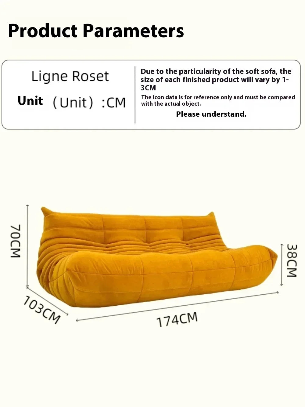 Fashion Freehand Space Original First Layer Cowhide Three-person Italian Minimalist Togo Caterpillar Lazy Sofa Lazy Sofa