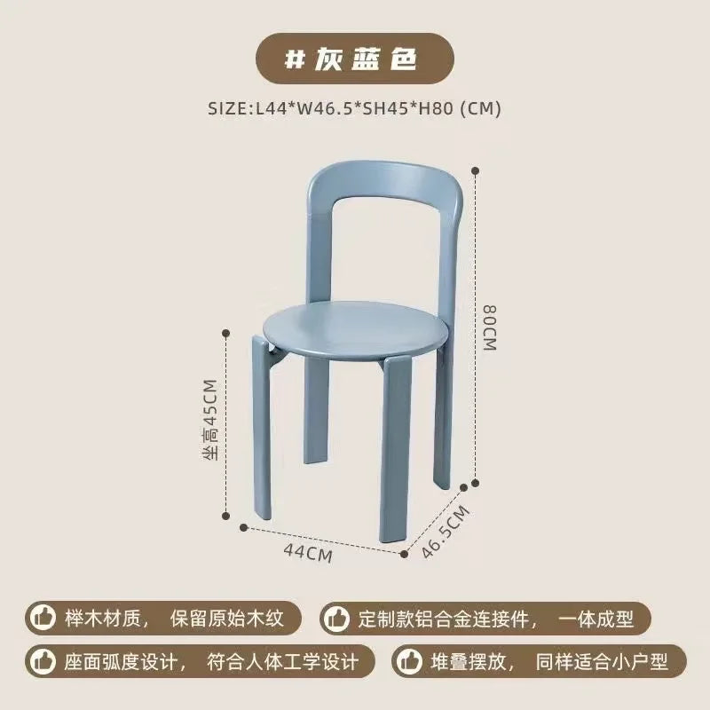 Viral Rey Dining Chair Mid-Century Solid Wood Stool French Bistro Vintage Designer Famous Home Cafe Furniture