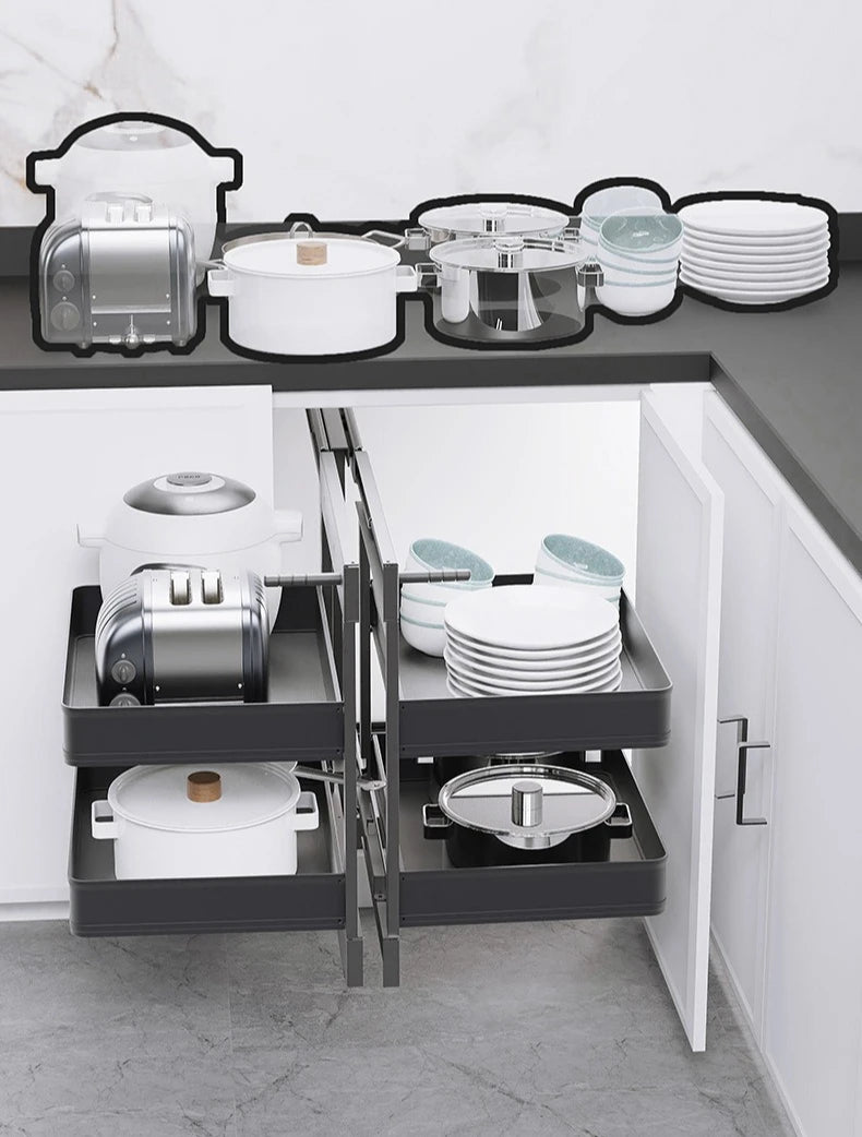 Sliding Kitchen Cabinet Storage Metal Cabinets Organizers Large Removable Spice Drawer Household Narrow Auxiliary Furniture