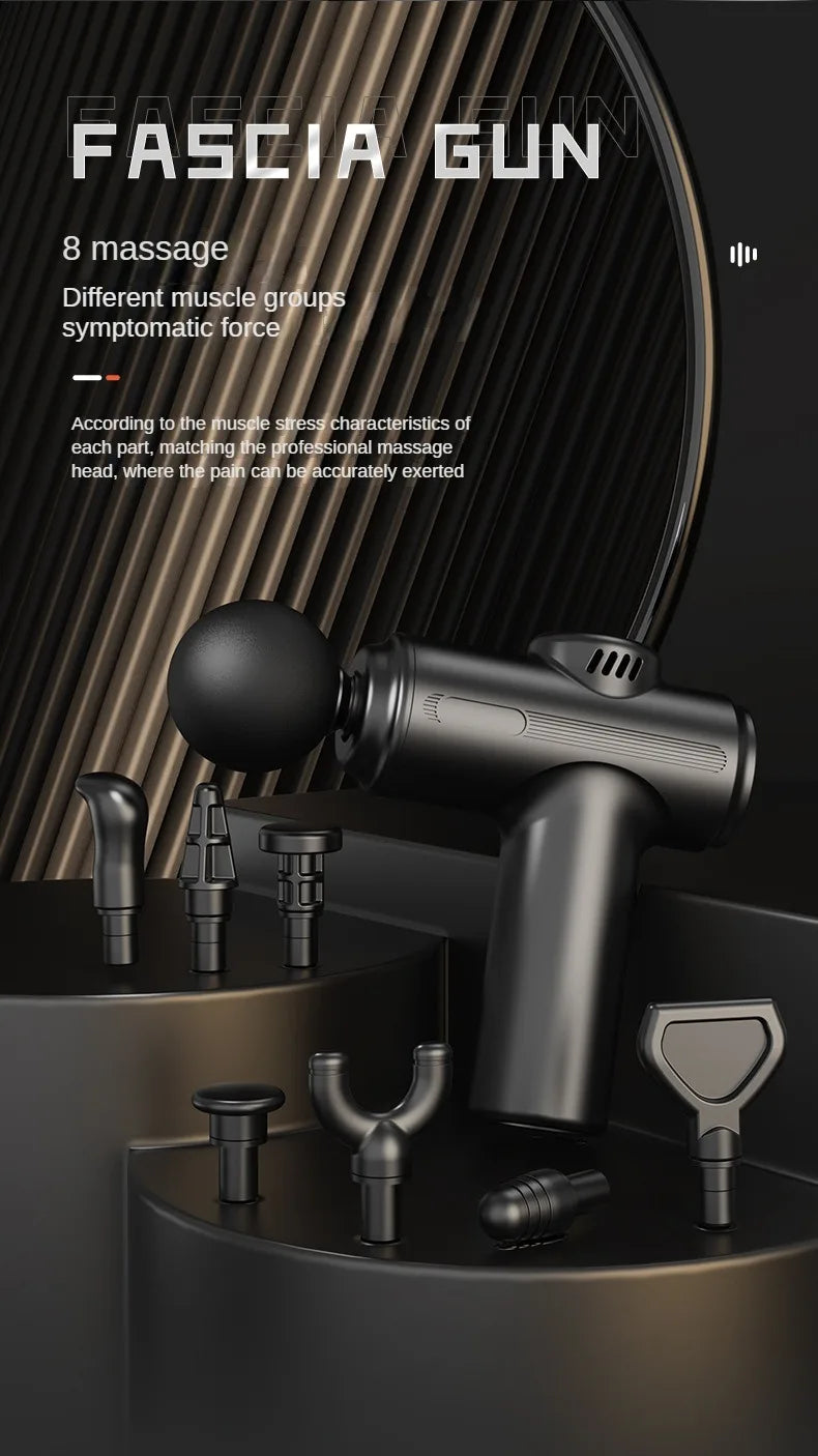 Mini  USB Electric Massage Gun Deep Tissue Facial Massgaer 8 Heads Arms Back Leg Muscle Relaxing For Body Back Arm Sport Fitness