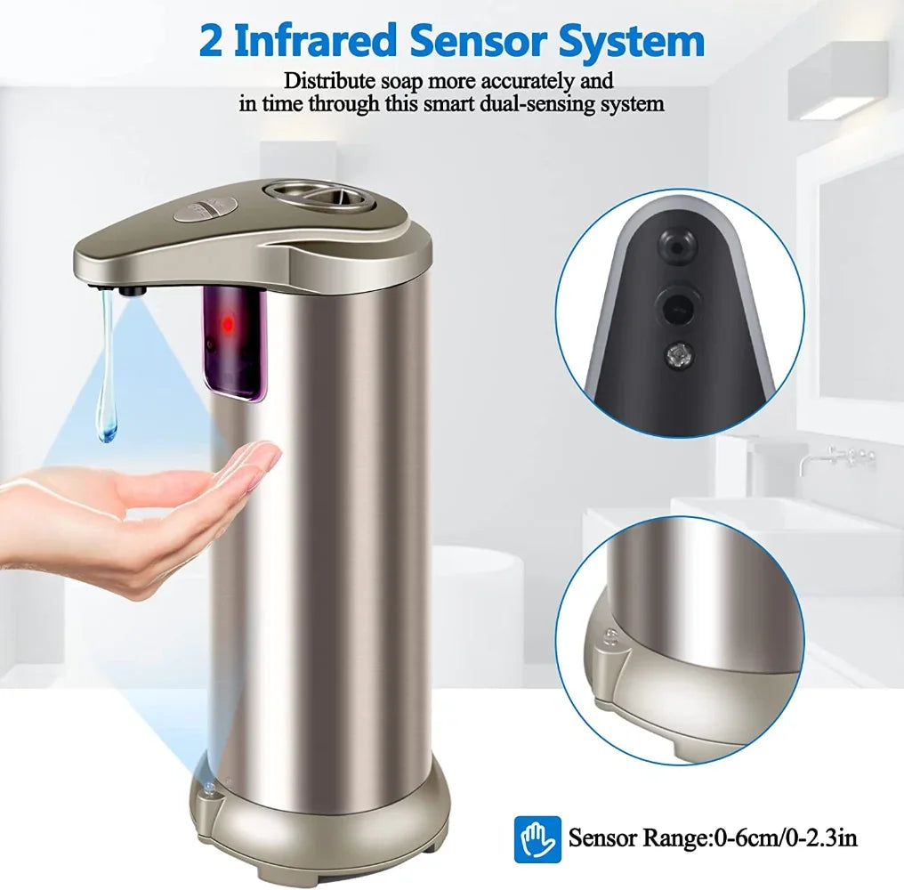 Automatic Sensing Soap Dispenser 250L/8.5oz Touchless Foam Washing Machine with Ultra-Sensitive Infrared Sensor Waterproof Base