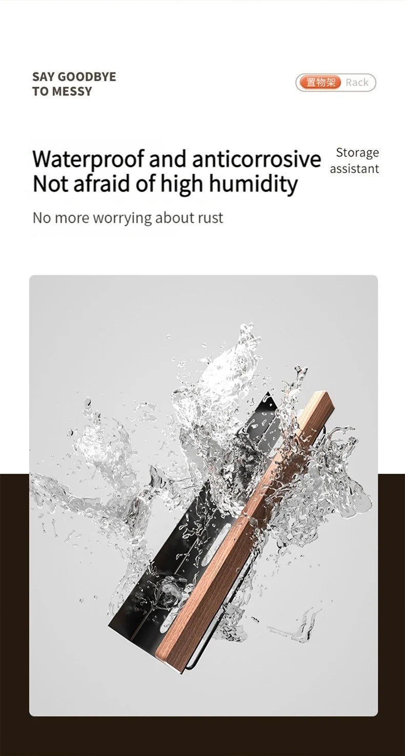 Wood Aluminum material Corner Shelf Shampoo Storage Shelf Shower Wall Rack Bathroom Organizer Bathroom Accessories