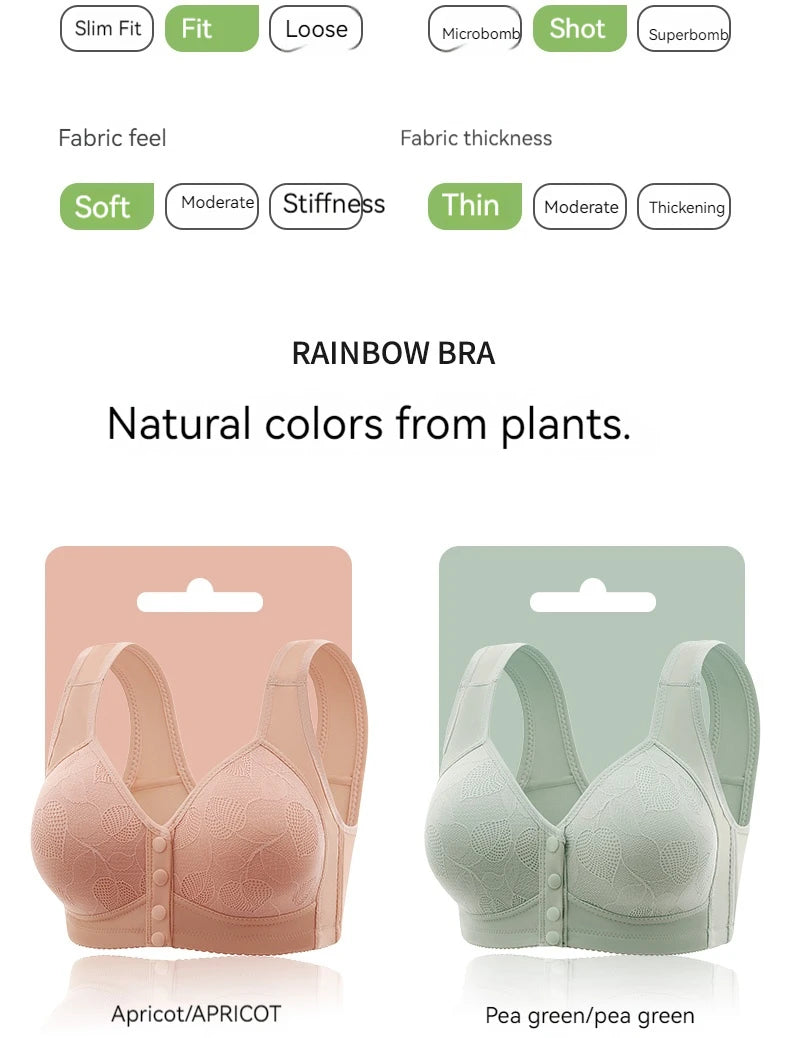 New Pregnant Women's Front Open Button Breastfeeding Bra Women's Large Steel Ring Free Bra Traceless Thin Comfortable Bra