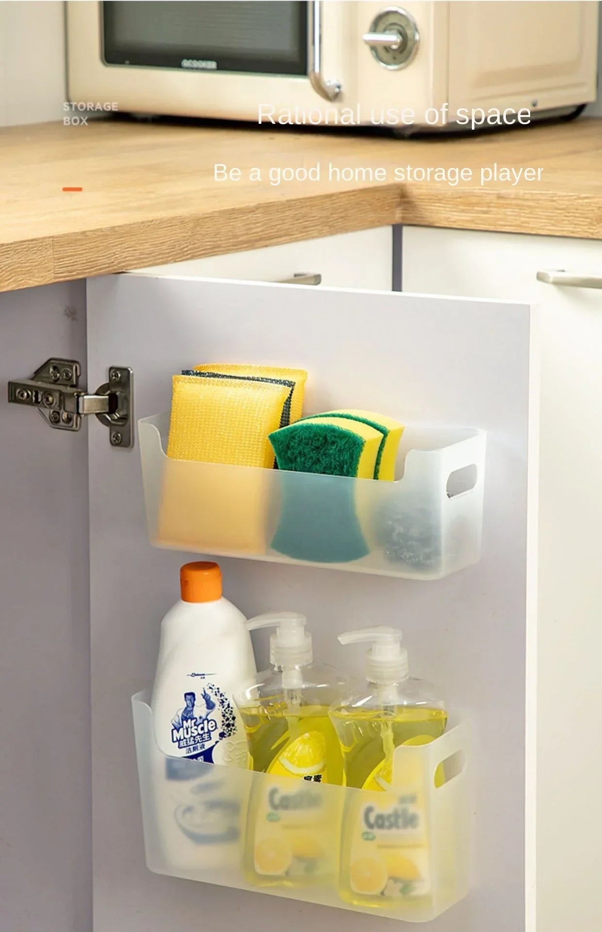 Non Perforated Cling Film Rack Inside Cabinet Wall Shelf Shelves Spice Rack Dish Drying Rack Cabinet Door Organiser for Kitchen