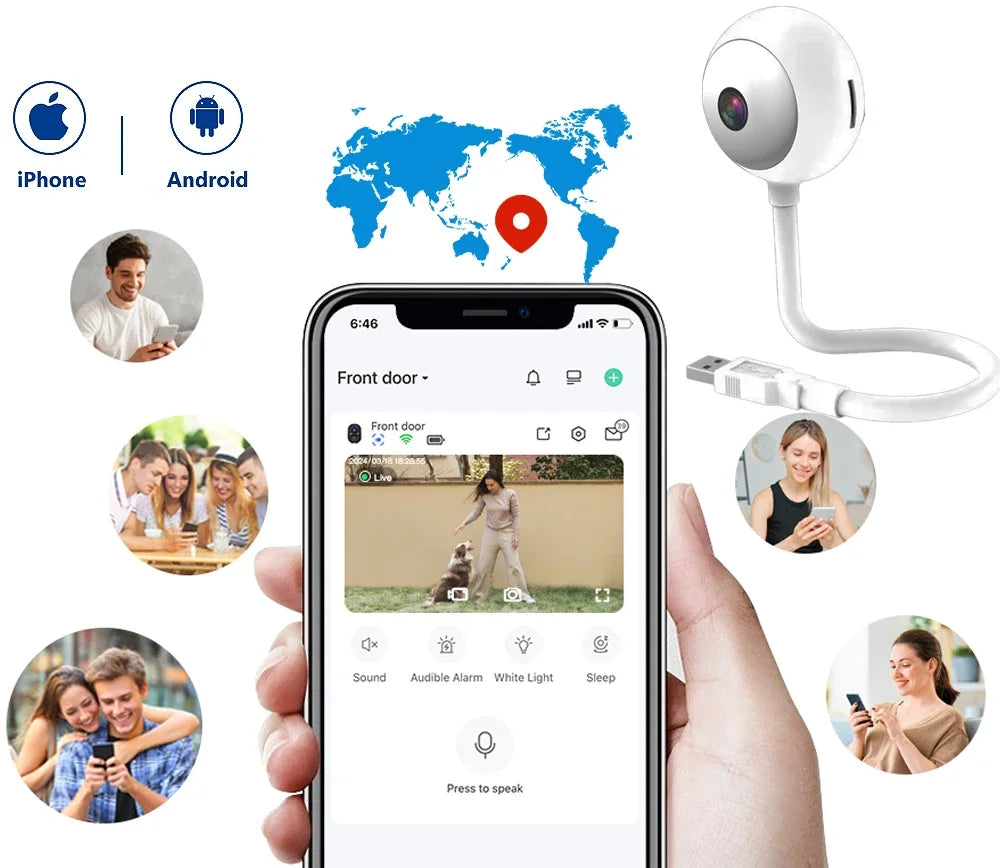 5MP Mini WiFi Camera Indoor 2K Security Camera for Baby Monitor Wireless USB Plug IP Surveillance AI Auto Tracking Babe Cam Tuya