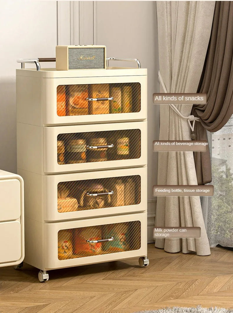 Storage Cabinet Drawer Style Household Snack Toy Storage Cabinet Mobile Layered Small Cart Storage Rack Removable Nightstand