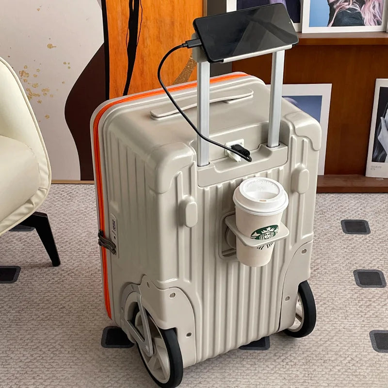 New 24 inch side opening luggage compartment with oversized wheels and 20 inch boarding case, large capacity travel suitcase