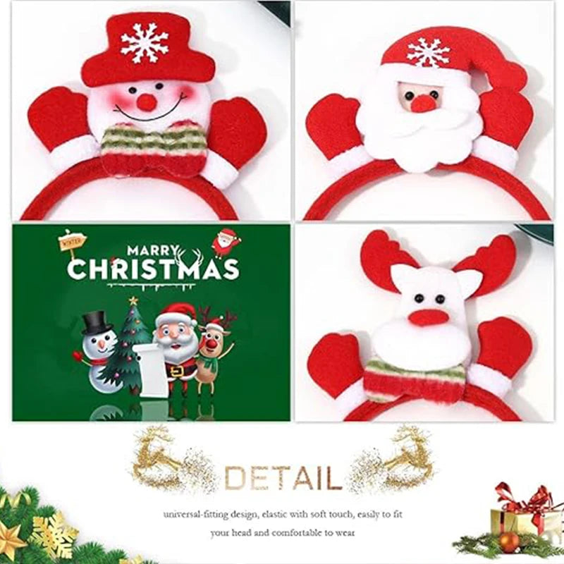 Christmas Headband LED Santa Claus Hair Hoop Xmas Snowman Headpiece Halloween holiday Party Hair Accessories for Women Girls