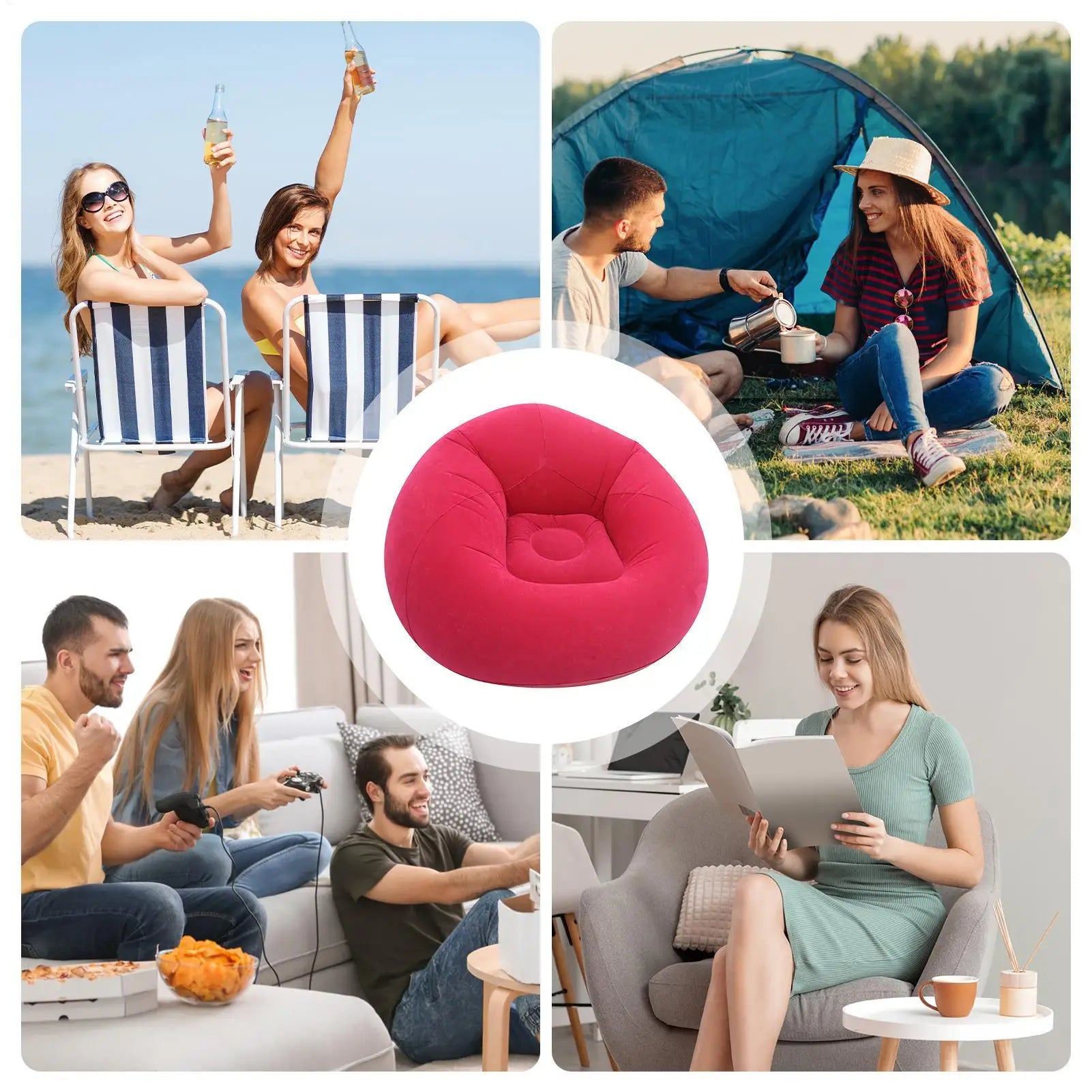 Inflatable Lazy Sofa Folding Portable Pvc Inflatable Air Chair for Living Room Outdoor Camping Convenient Beach Lounge Chair