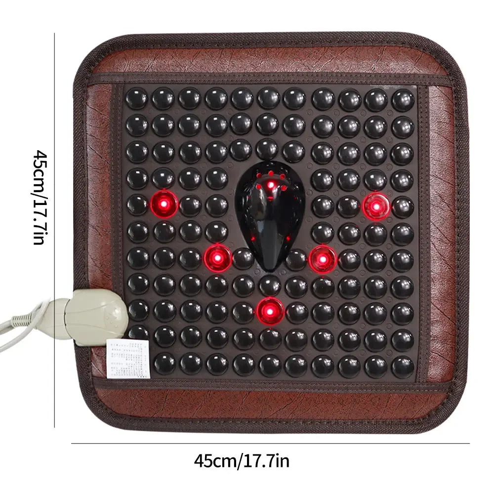 Infrared Photon Heating Tourmaline Jade Cushion Jade Massage Mat Square Cushion 45x45cm Acupoint Massage Relieves Pain