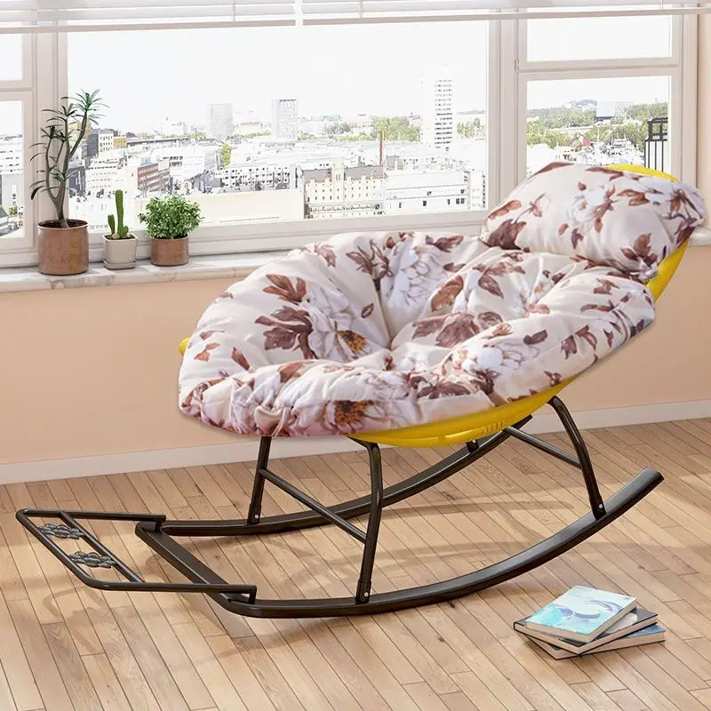 Rocking Recliner Garden Chair Widened Rocking Recliner Rattan Rainbow Rocking Chair Home Living Room Leisure Recliner