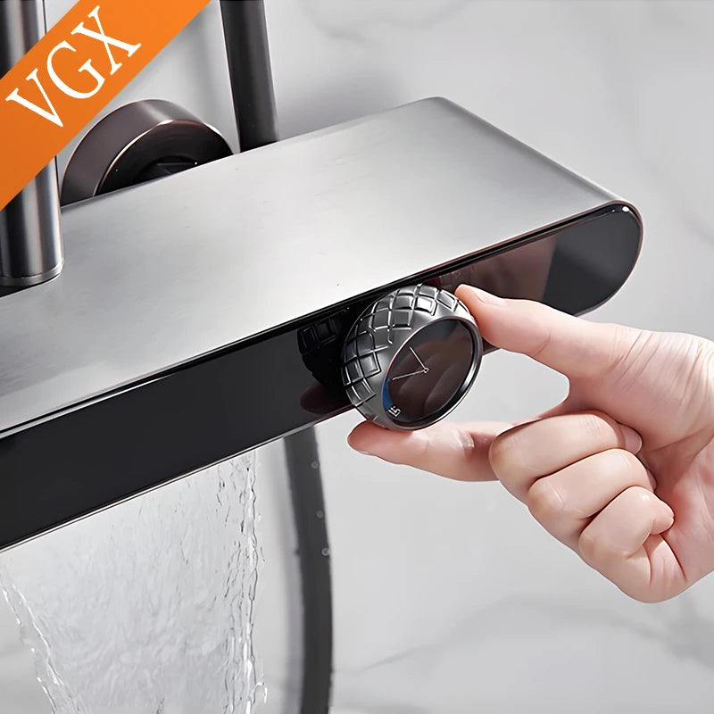 VGX Gold Shower System Set Bathroom Shower Faucet Set 3-way Rainfall Shower Set Shower Mixer Crane with Hand Shower Set White