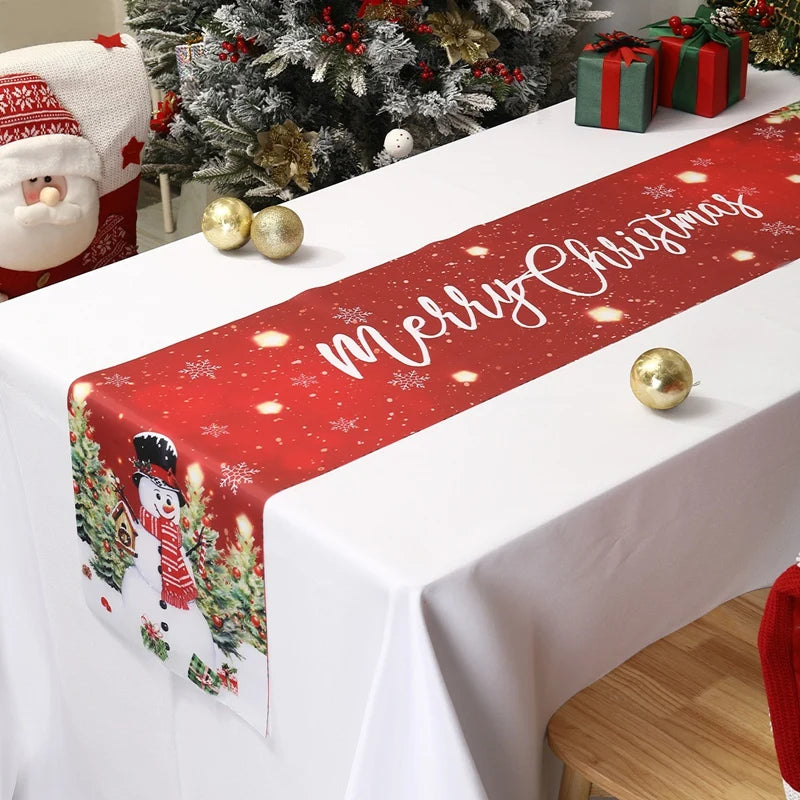 Christmas Table Runner Christmas Party Decoration 2025 Xmas Santa Claus Snowman Table Runner Navidad Natal New Year Gift 2026