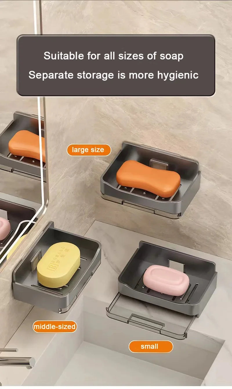 Bathroom Soap Holder Free-Punching Wall Mounted Soap Sponge Holder Organizer Double drainage Soap Dish Bathroom accessories