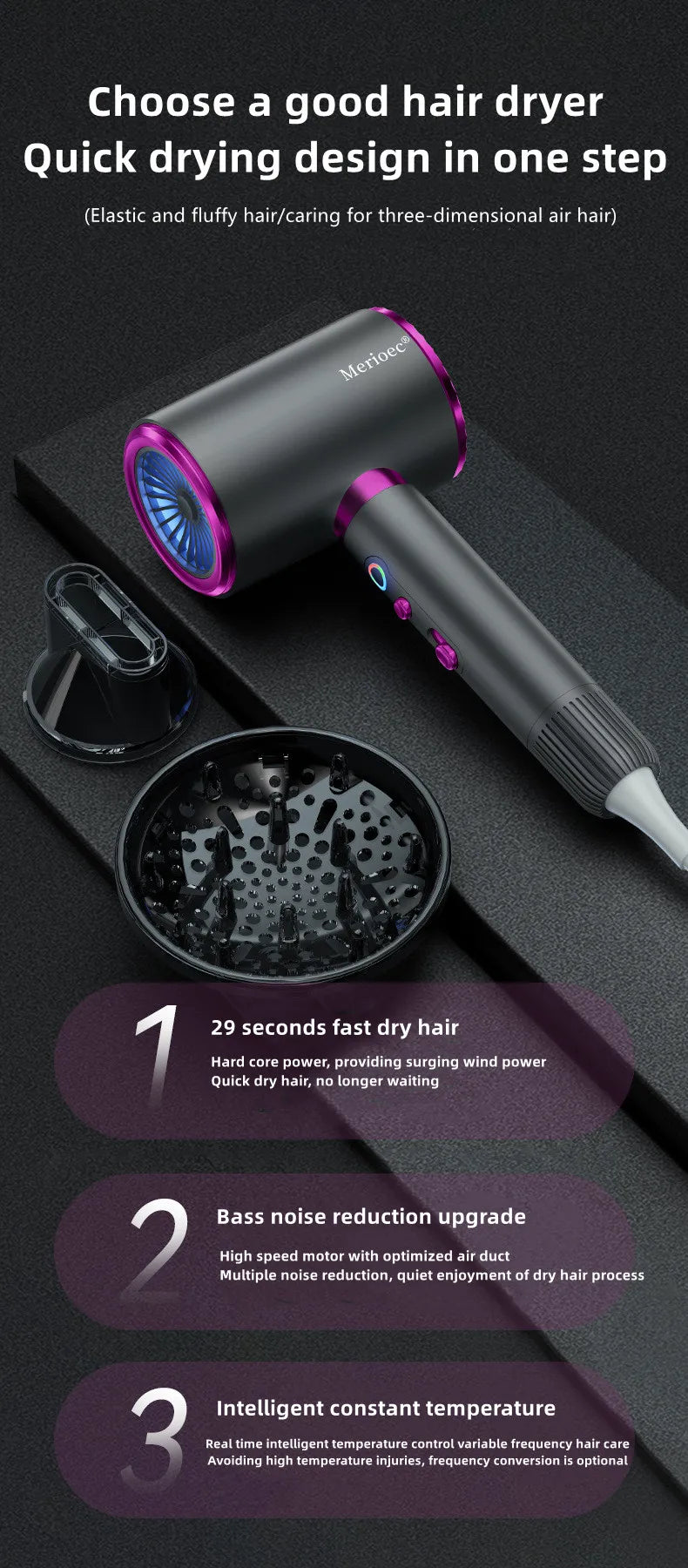 The Latest High-Speed Hair Dryer, High-Power Blue Light Ion Home Hair Salon Hair Dryer, Household Appliance US UK.EU.AU Plug-In
