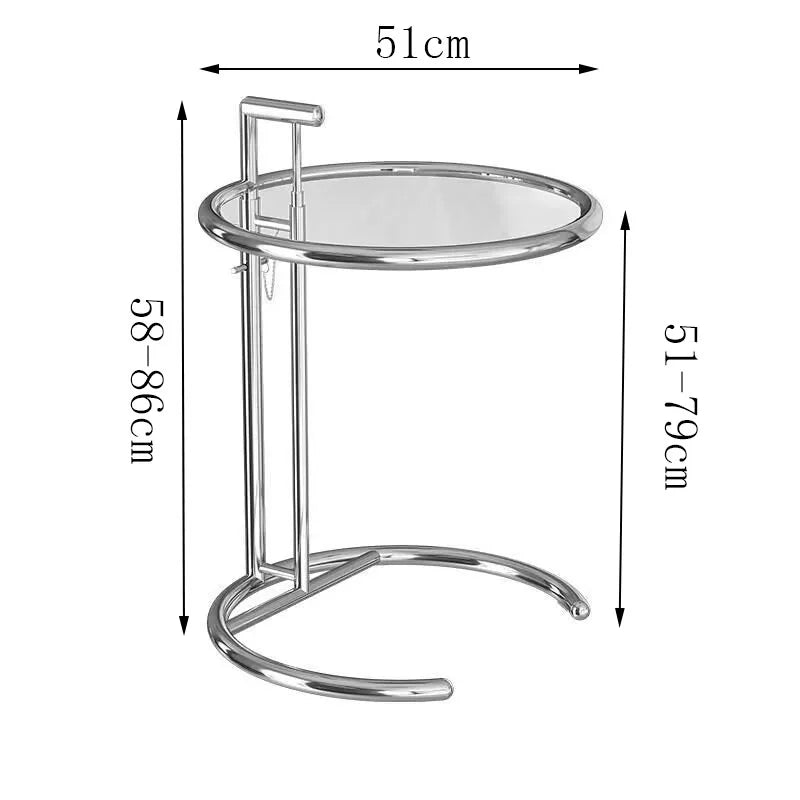 Nordic Glass Coffee Tables Living Room Furniture Side Table Balcony Stainless Steel Lifting Tea Table Transparent Bedside Tables
