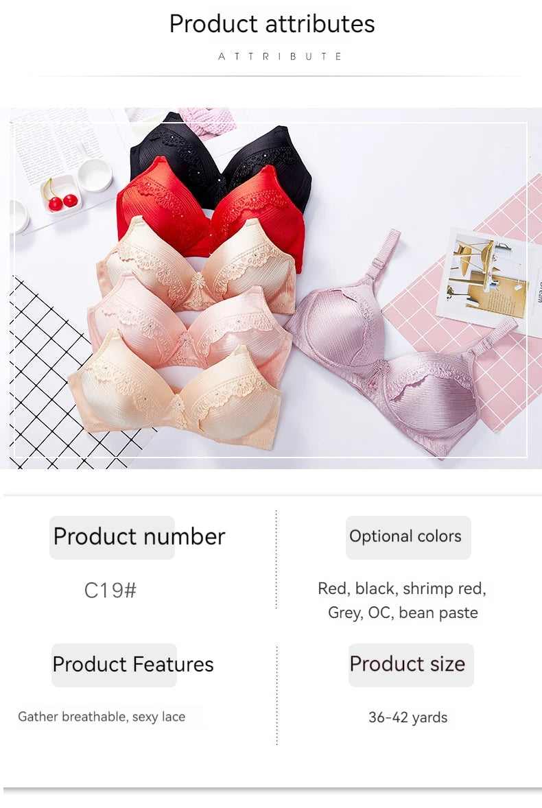 Thin Large-sized Lace Without Steel Rings For Pregnant Women's Breastfeeding Underwear Comfortable Breathable For Women's Bras