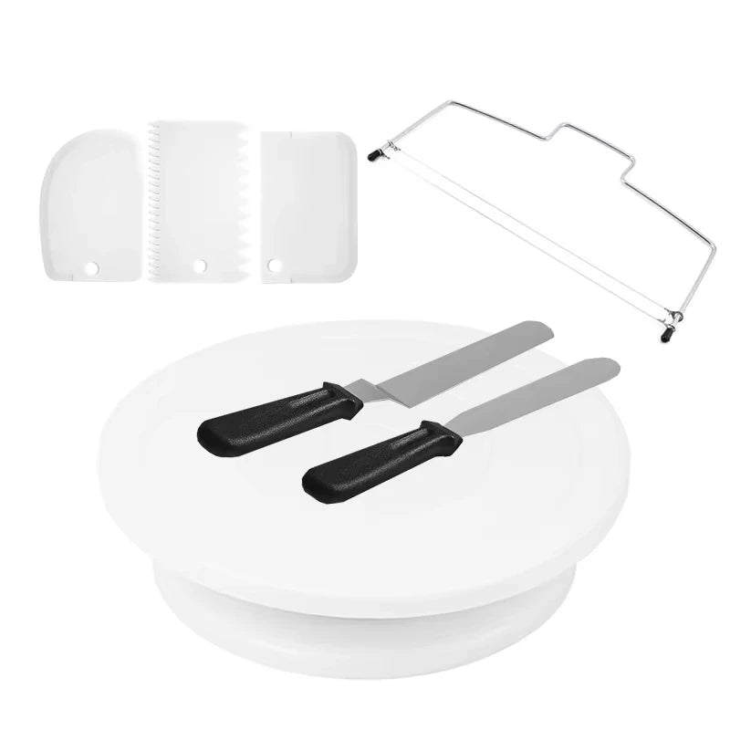 Cake Making Tools Kit For Decorating Include Plastic Rotating Cake Turntable Icing Smoother/Spatula DIY Cake Decorating Set Tool