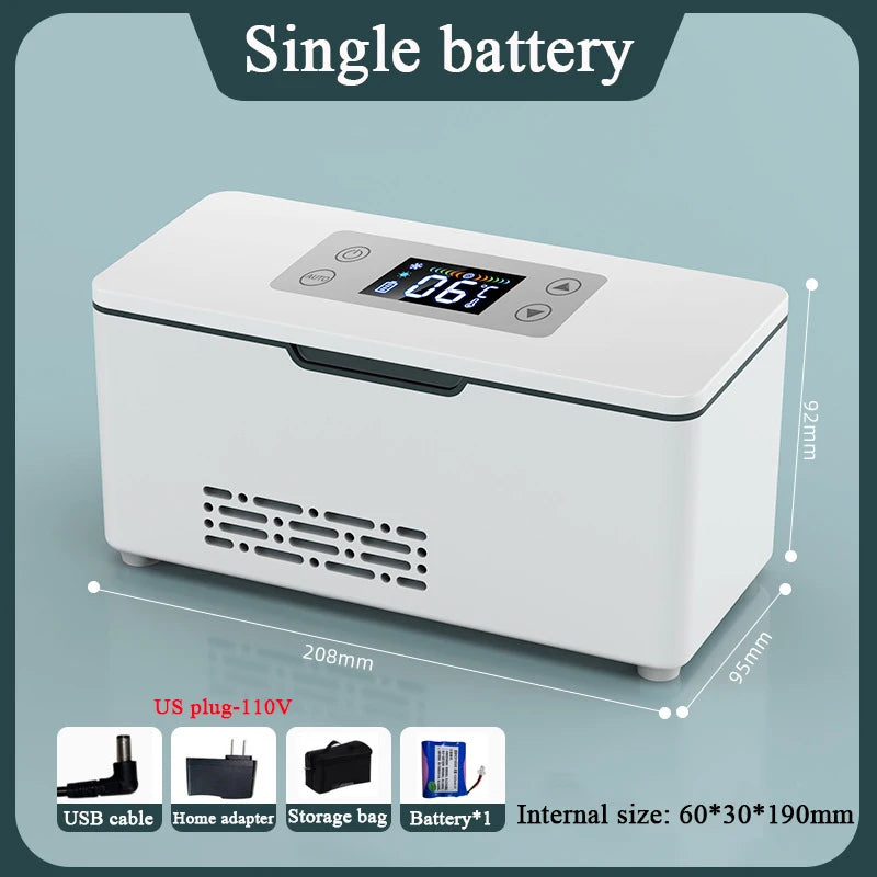 Car Portable Refrigerated Box Cool Box Cooler For Drug Growth Hormone Interferon Insulin USB Charging Thermostat Mini Fridge