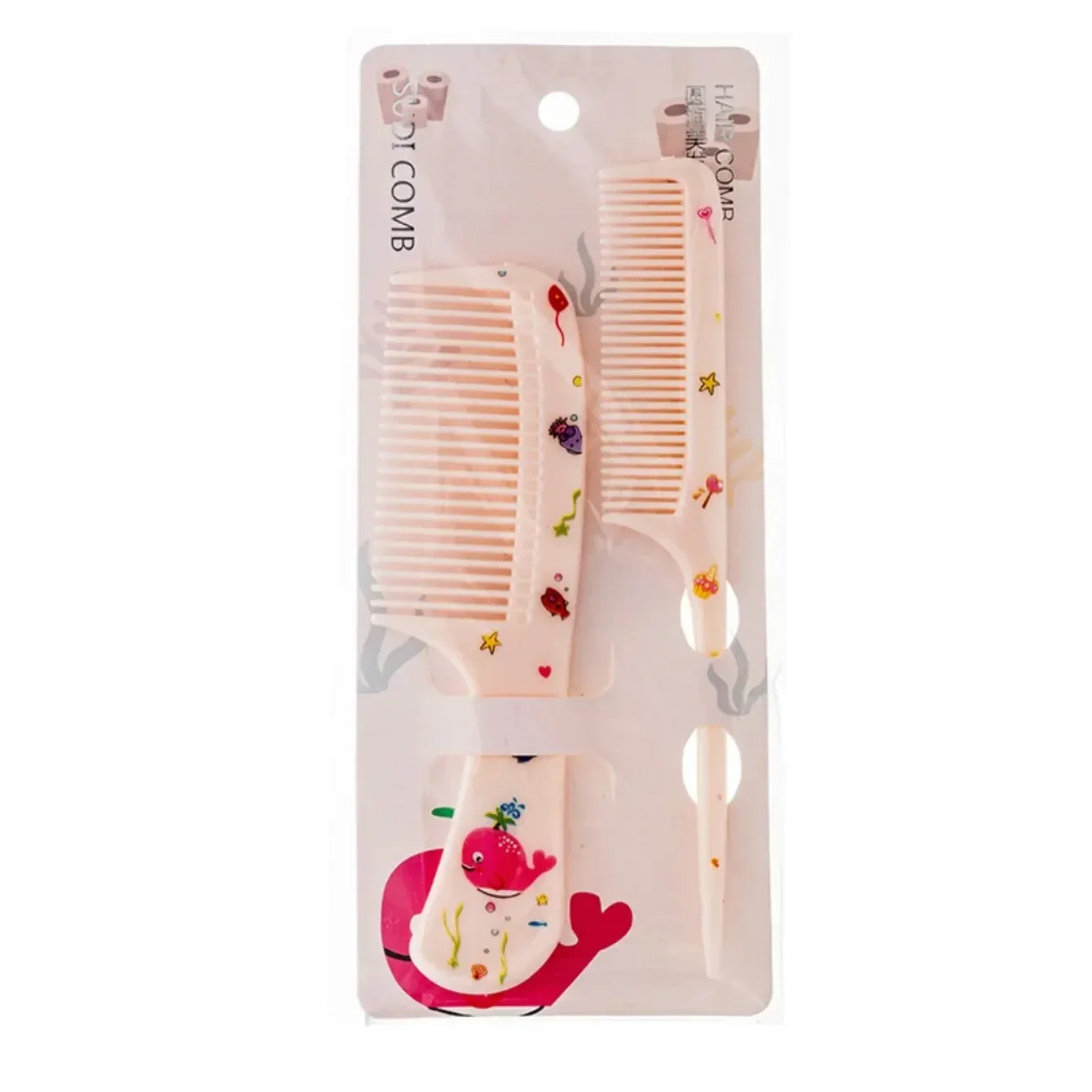 Cute Portable Anti-Static Plastic Hairdressing Comb Hairdressing 2Pcs For Girls Hair Comb Cartoon Baby Child Kids Hair Comb Set
