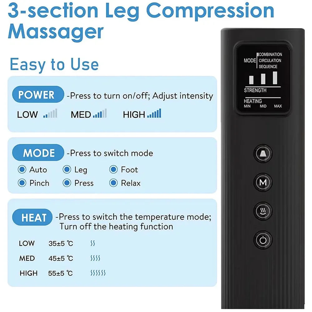 Air Compression Circulation Leg Massager Pneumatic Massage Boots Lymphedema Drainage Release For Athletes
