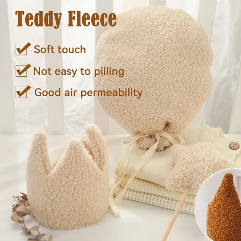 Baby Teddy Velvet Balloon Crown Hat Headwear Star Fairy Stick Happy Birthday Party Decoration Newborn Photography Accessories