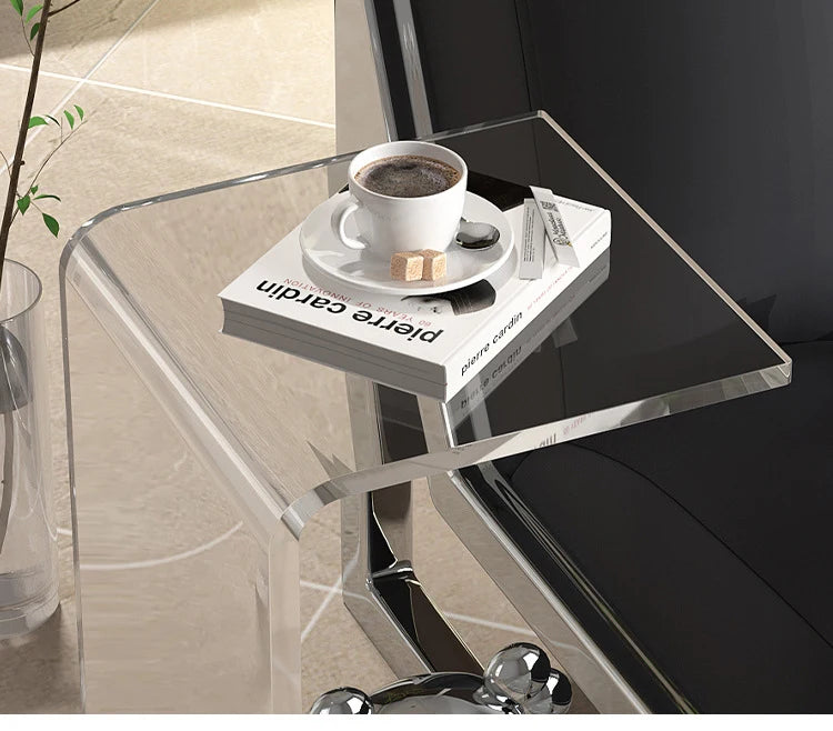 C-type Acrylic Sofa Tables Clear Side Coffee Table Living Room Bay Window Computer Table Bedroom Corner Stand Balcony Storage