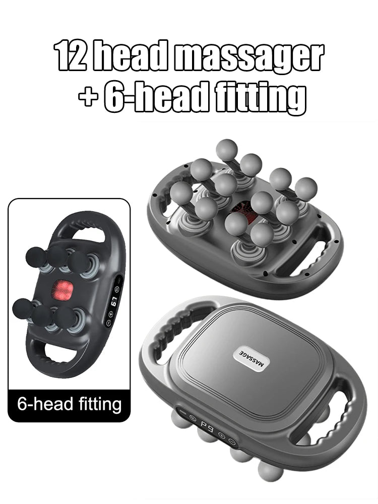 6+12-Head Deep Muscle Massager Gun High-Frequency Vibration Fascia Therapy with for Relaxation And Back Pain Relief