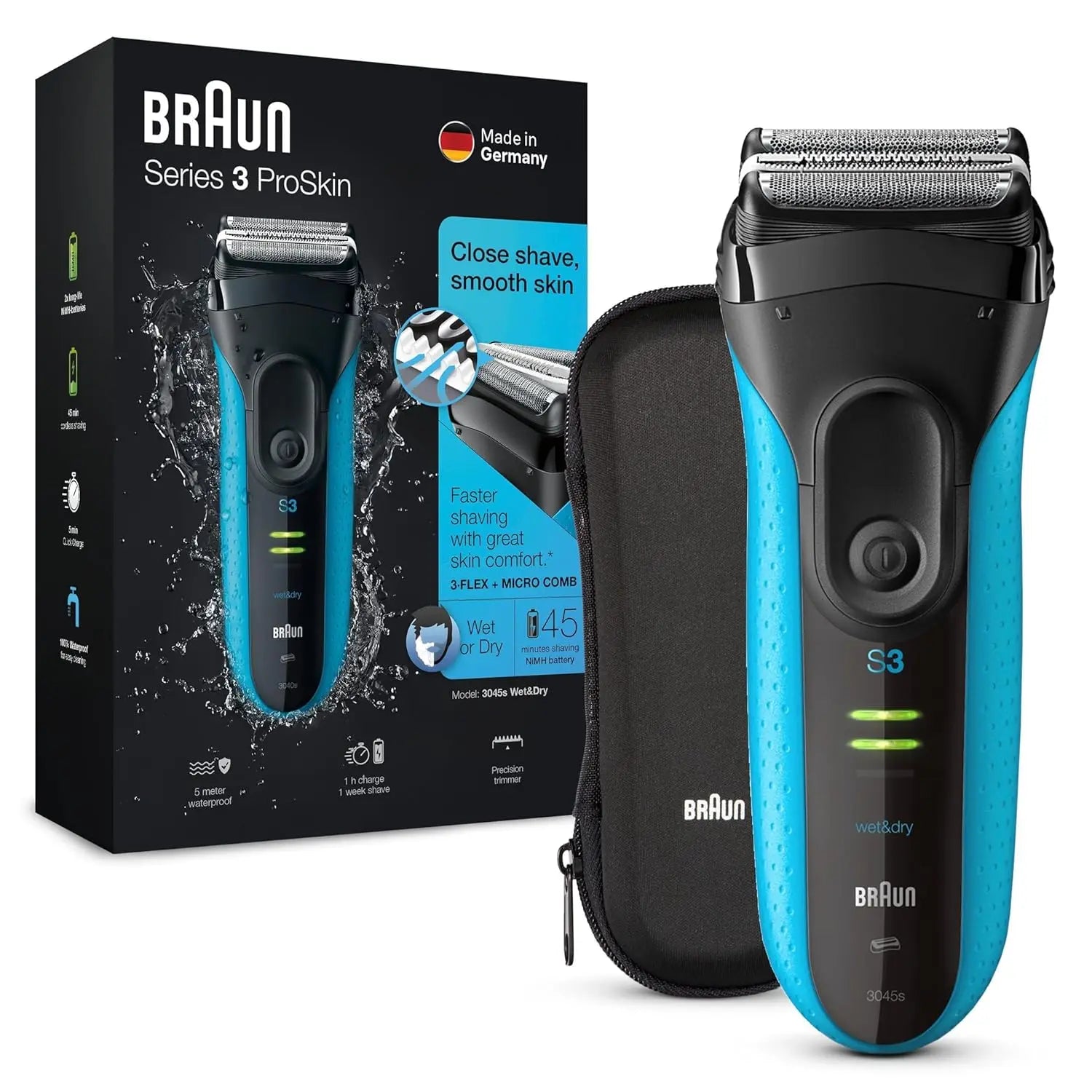 Braun Electric Shaver 3 Series ProSkin 3040S 3010S Reciprocating Shaver For Men Shaving Machine With Trimmer 100-240v