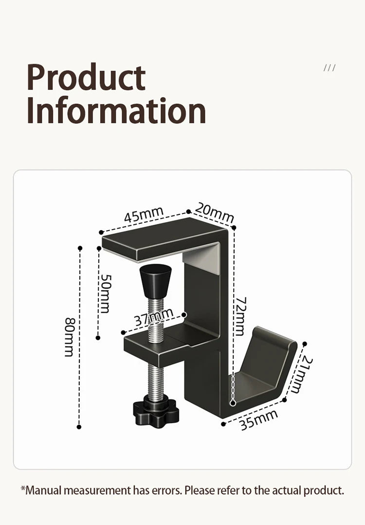 1pcs Punch-free Desk Hook Adjustable Desk Edge Hook Multi - Functional Gaming Headset Hanging Hook Home Office Organizer