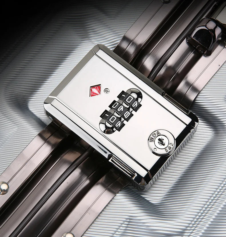 Trolley Luggage Aluminum Frame Rolling Luggage Case 20 24 26 28 inch Travel Suitcase on Wheels Combination Lock Carry on Luggage