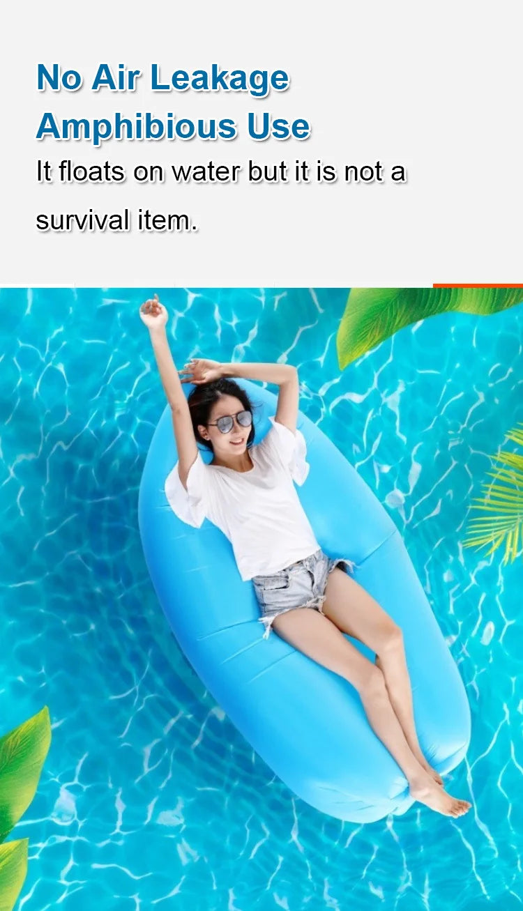 Portable Folding Single Air Sofa Outdoor Fast Inflatable Sofa Bed No Air Pump Required Beach Sleeping Bag Camping Picnic Partner