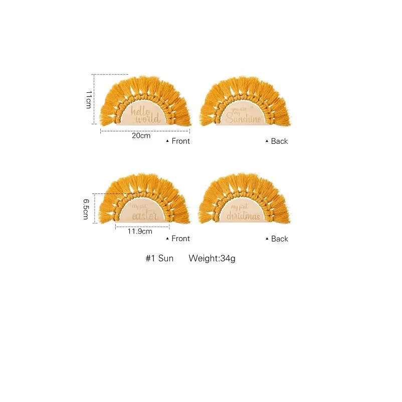 Baby Wooden Memorial Monthly Cards Moon Shape Monthly Newborn Engraved Age Photography Props Accessories Baby Birthing Gift