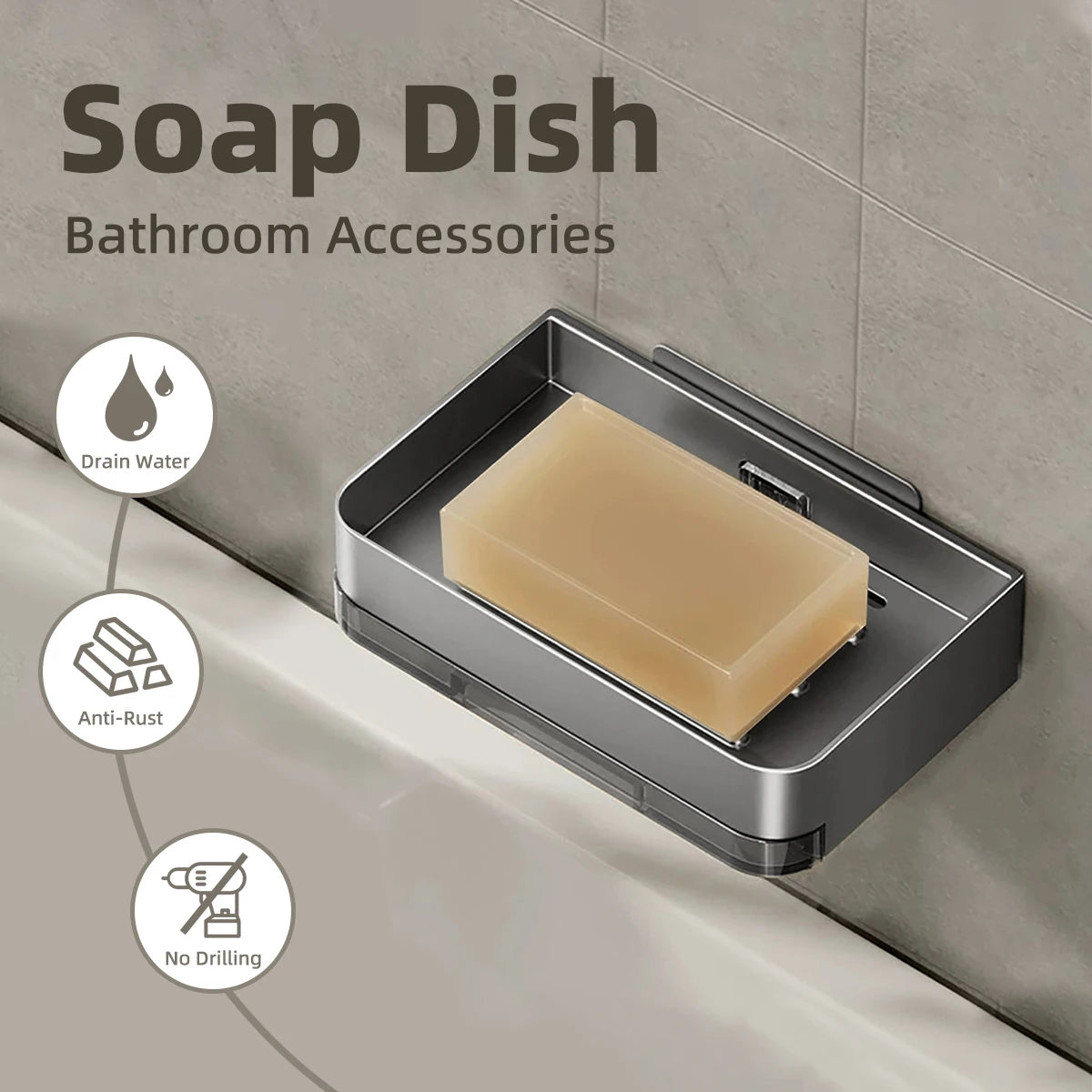 Aluminum Alloy Soap Holder Bathroom Soap Dish With Drain Water Wall Mounted Soap Box Bathroom Accessories
