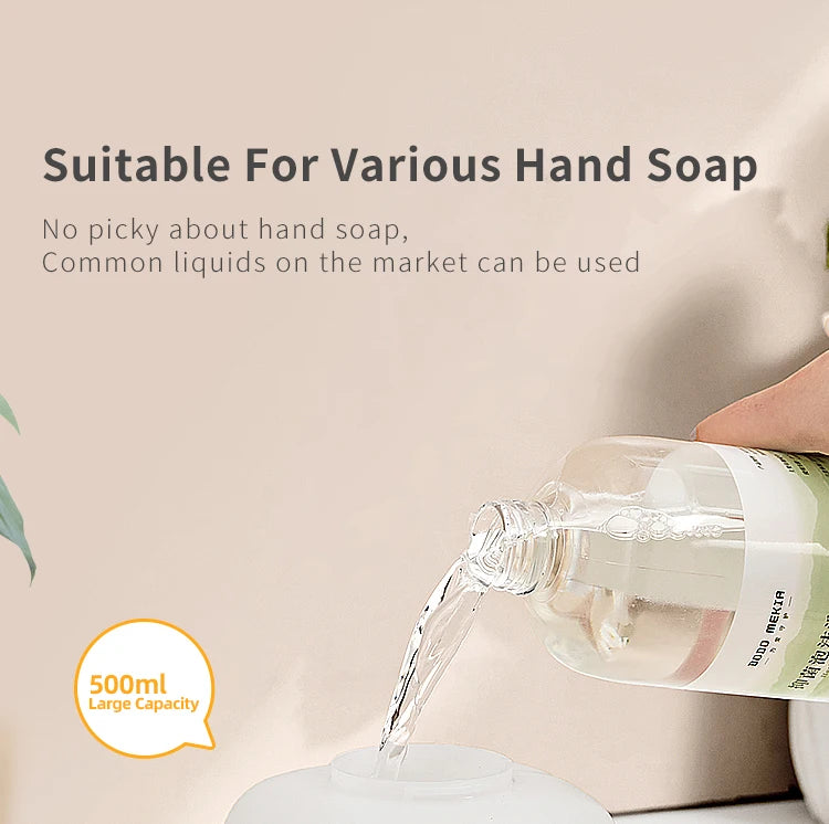 New Wall Mounted Automatic Soap Dispenser Foam Smart Hand Washing Machine 500ml Liquid Rechargeable Bathroom Induction Sensor
