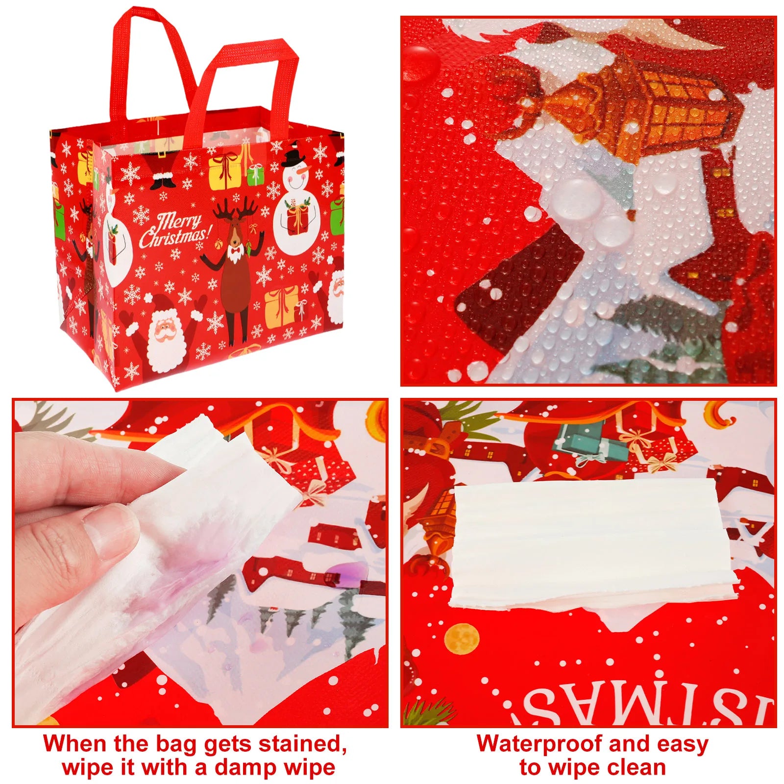 16/30Pcs Christmas Gift Bags Colorful Present Bags with Handle Large Capacity Santa Claus Favor Bags Reusable Christmas Shopping