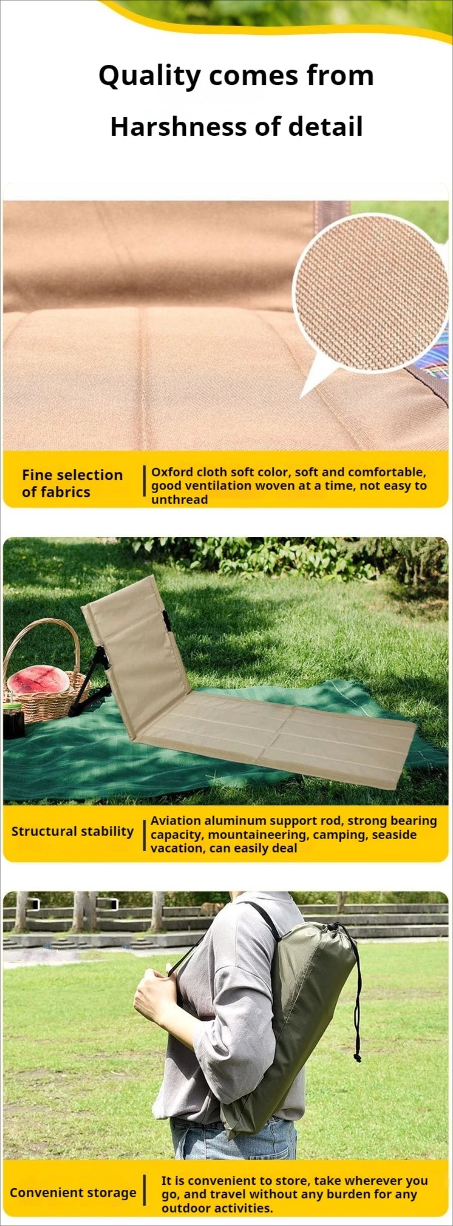 Portable Folding Seat Without Legs Beach Recliner With Backrest For Park Lawn Picnic Single Lazy Chair Lightweight Camping Chair
