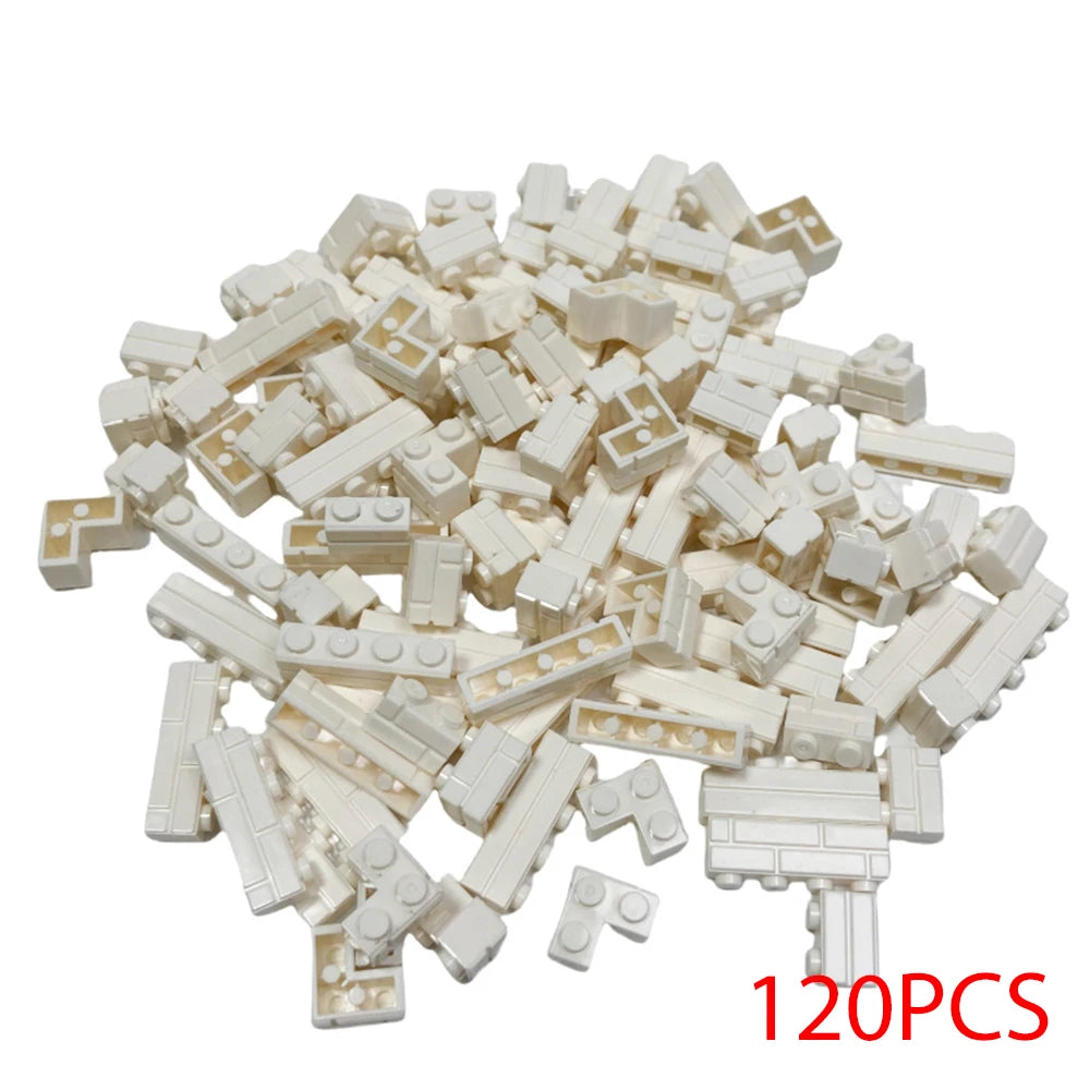 120PCS Random Striped Bricks MOC Building Blocks Toys Palace Castle Creative Figures Military City House Wall DIY Parts
