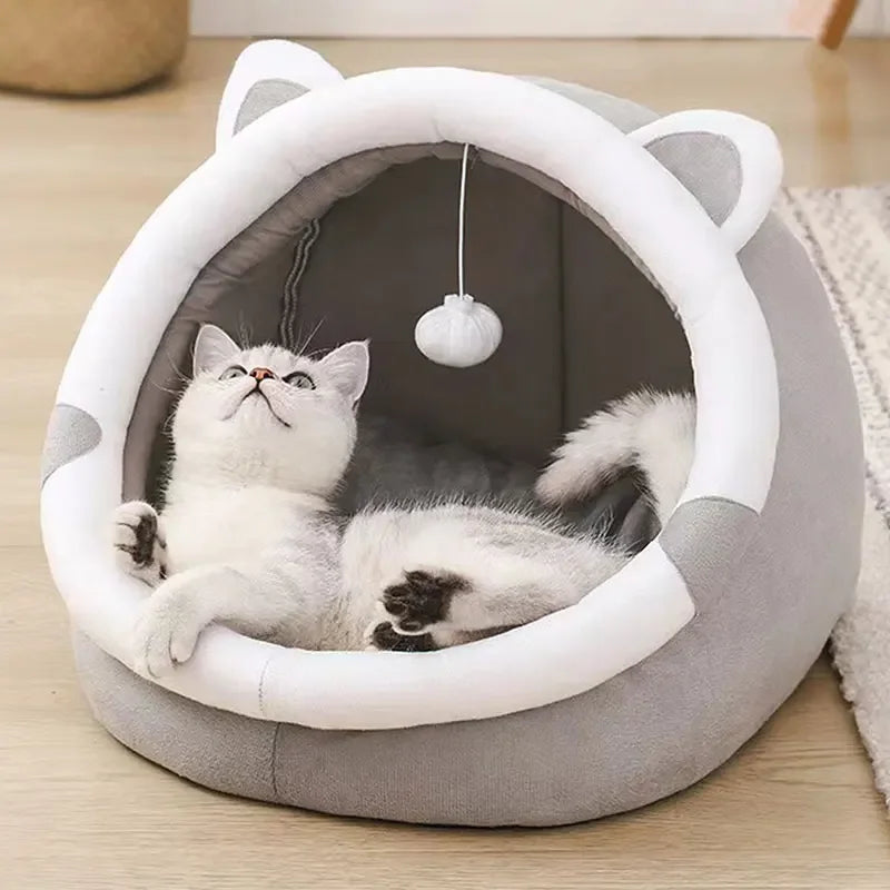 Pet Tent Cave Bed for Cats Small Dogs Self-Warming Cat Tent Bed Cat Hut Comfortable Pet Sleeping Bed Foldable Removable Washable