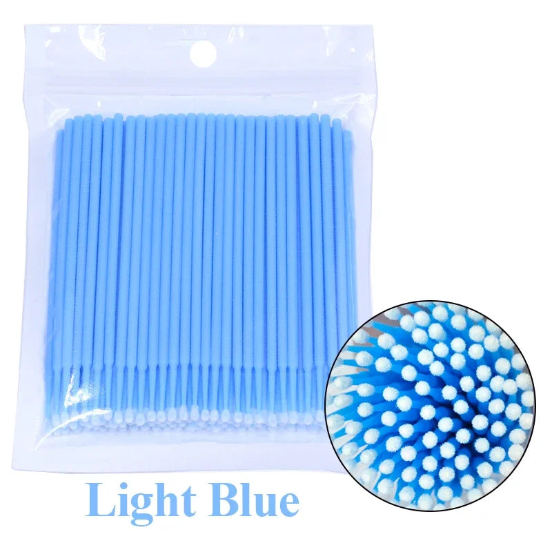 100Pcs Eyelash Cleaning Brush Lash Extension Micro Cotton Swab Individual Eyelashes Microbrush Beauty Makeup Clean Remover Tools