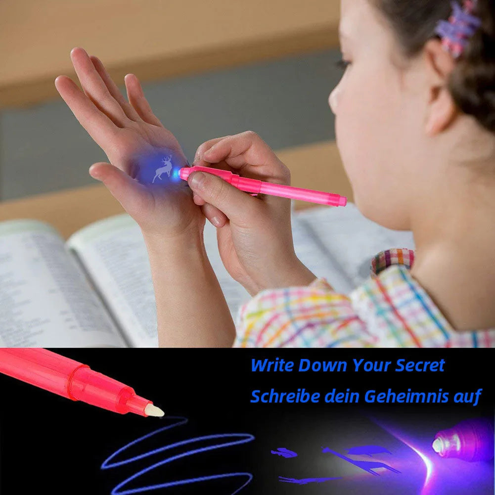 Luminous Light Pen Magic Purple 2 In 1 UV Black Light Combo Drawing Invisible Ink Pen Learning Education Toys For Child
